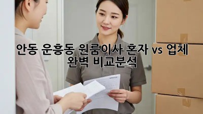 안동 운흥동 원룸이사, 혼자 vs 업체? 🤔 완벽 비교분석! 🚚